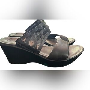 Naot Black Wedge Sandals with Modern Design
